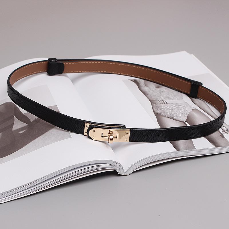 Gürtel weibliche Ornament mit Rock Pullover Mantel einfache All-Match schwarzen dünnen Gürtel Zubehör Rindsleder Taille Dichtung