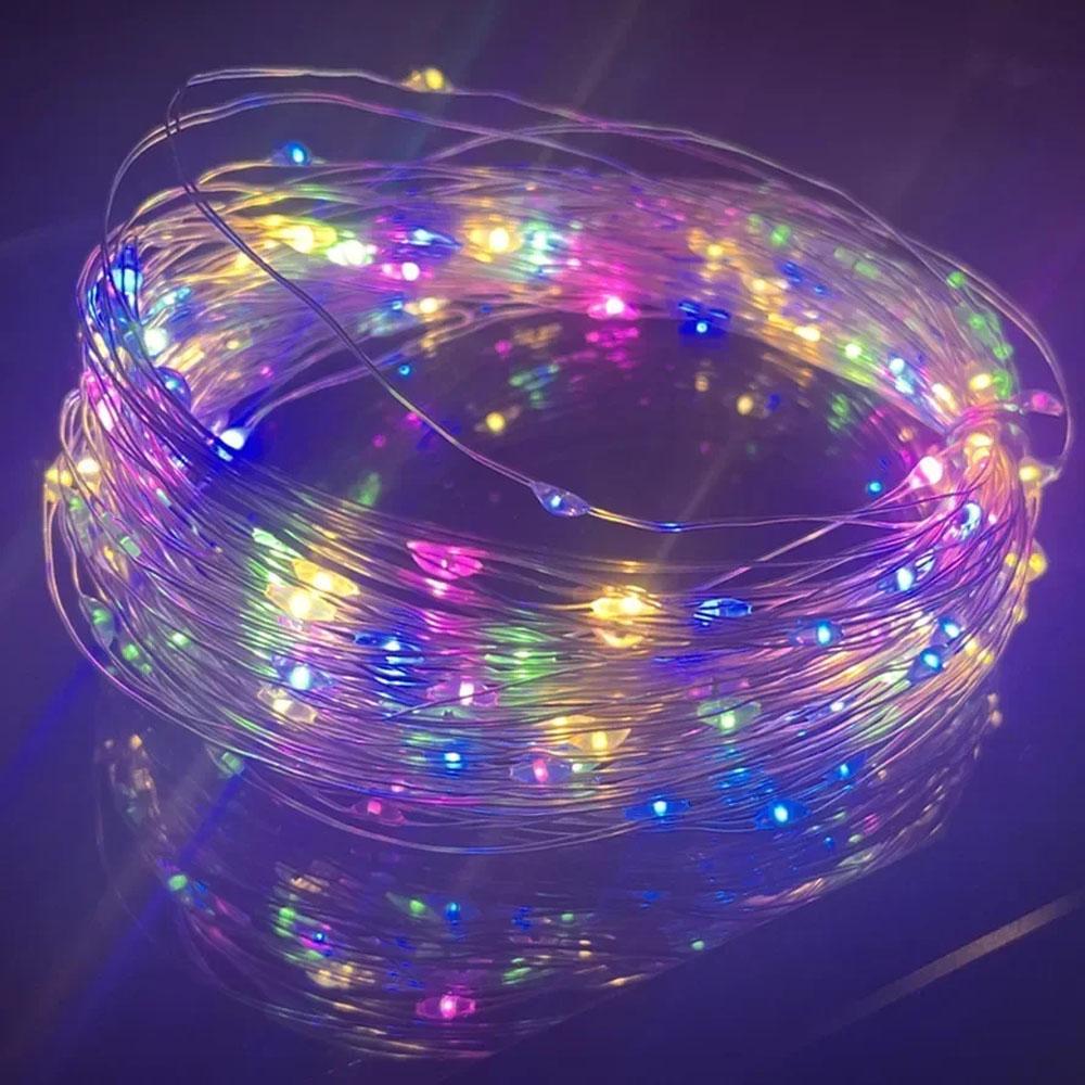 20m 10m Fernbedienung 8 Funktionen LED Lichterkette USB Lichterkette Weihnachtsgirlande Neujahr Hochzeitsfeier Gartendekoration 1M With Remote bunt
