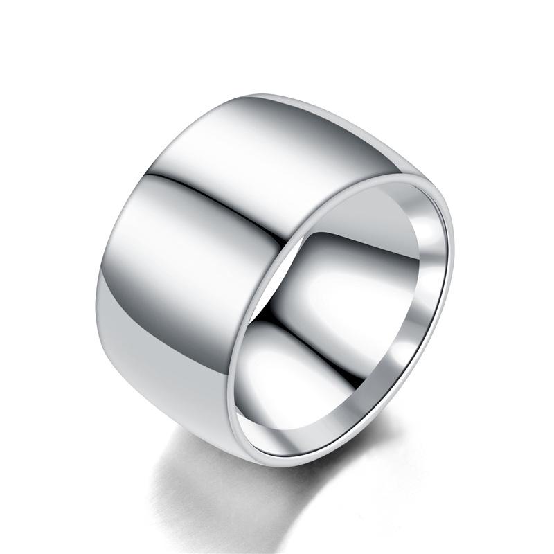 Breiter 12mm Herrenring Titanstahlringe Breiter Glänzender Großer Herrenring Feiner Schmuck Herrenschmuck 12 silber