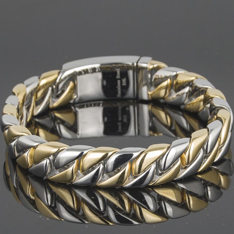Luxus Gold Farbe Armband Mann Freundschaft herren Armbänder Armreifen In Metall Edelstahl Auf Hand Schmuck Geschenke Für Freund 22CM silber/gold