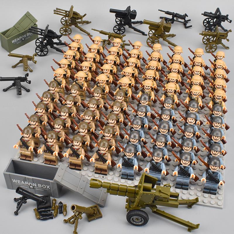 80pcs Kids Toys WW2 Soldiers Building Blocks Mini Action Figures Educational Toys For Boys Birthdays Gifts