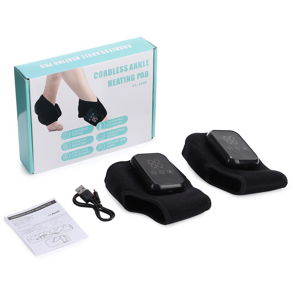 2 STÜCKE Elektrisches Fuß-Knöchel-Massagegerät Beheizte Knöchelbandage Vibrationsmassagegerät Stützbandage Gelenksverstauchungsschutz Heizmassagegurt