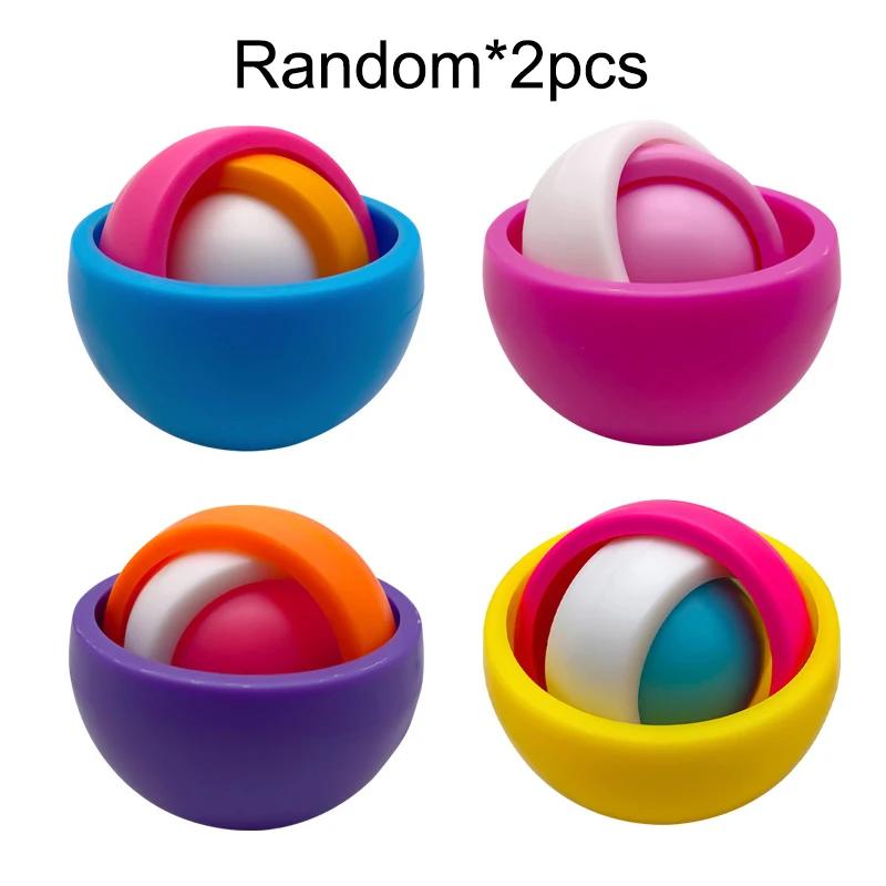 3D Rotationskugel Fidget Kreisel Sensorisches Spielzeug Hand Fidget Spinner Gyroskop für Kinder Jugendliche Erwachsene Kinder ADHS Autismus Stressabbau blue