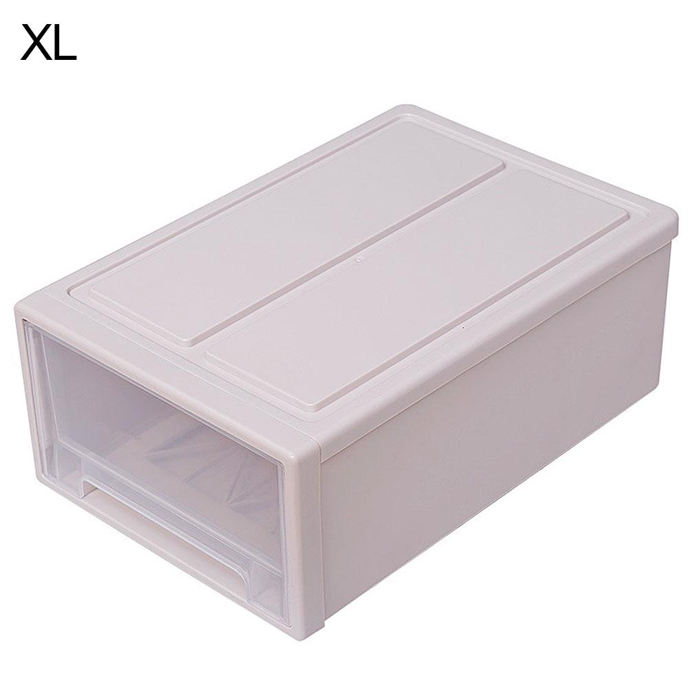 Haushalt Kunststoff Transparent stapelbare Schublade Aufbewahrungsbox Container Organizer XL beige