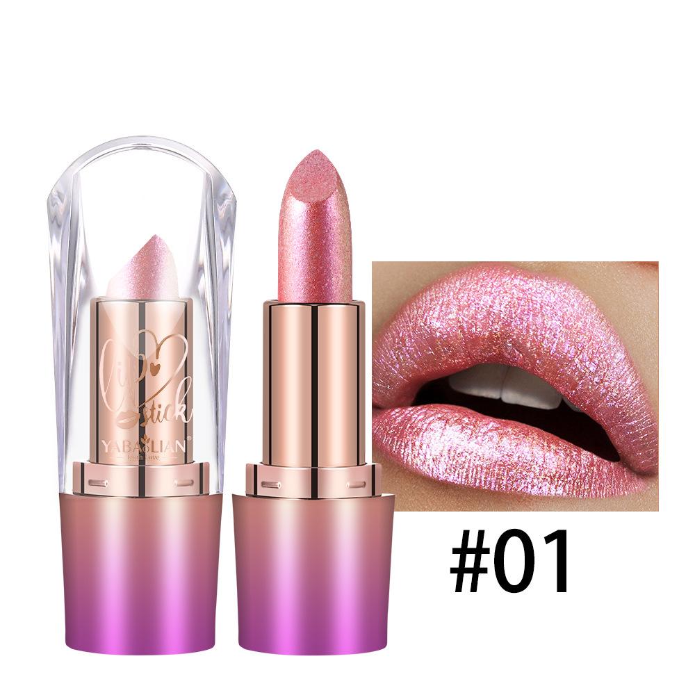 6 Farben Glitzer Metallic Lippenstift Wasserdicht Lang Haltend Diamant Perlglanz Lippenstift Sexy Lipgloss Feuchtigkeitsspendend Lippen Make-up 1#