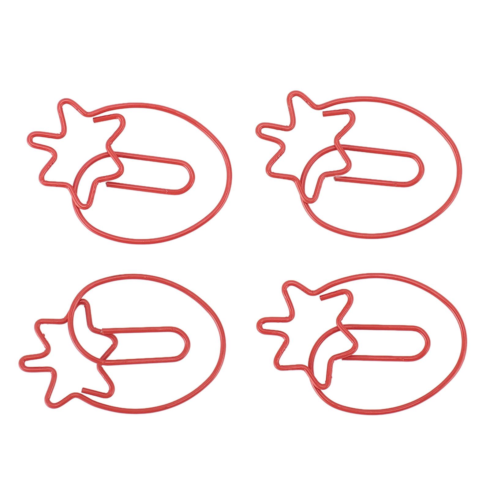 100 Stück Erdbeer-Büroklammern Galvanisierter Eisendraht Frucht-Büroklammern Tragbares Lebhaftes Lesezeichen