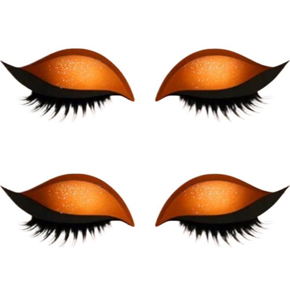 2 Paar Selbstklebende Lidschatten-Wimpern-Patches Wiederverwendbare Party-Make-up-Sticker Anfängerfreundlich 2Pairs Orange