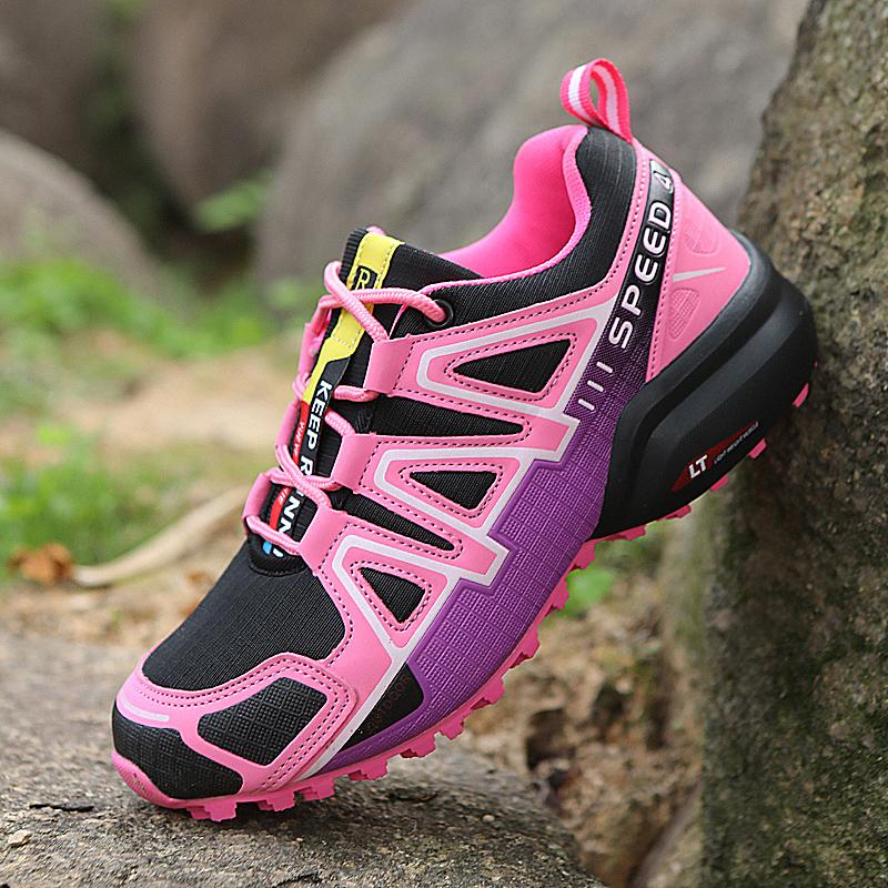 Damen-Outdoor-Wanderschuhe, leichte, verschleißfeste Damen-Bergsteiger-Wanderschuhe, wasserdichte große Leder-Sportschuhe 40 rosa