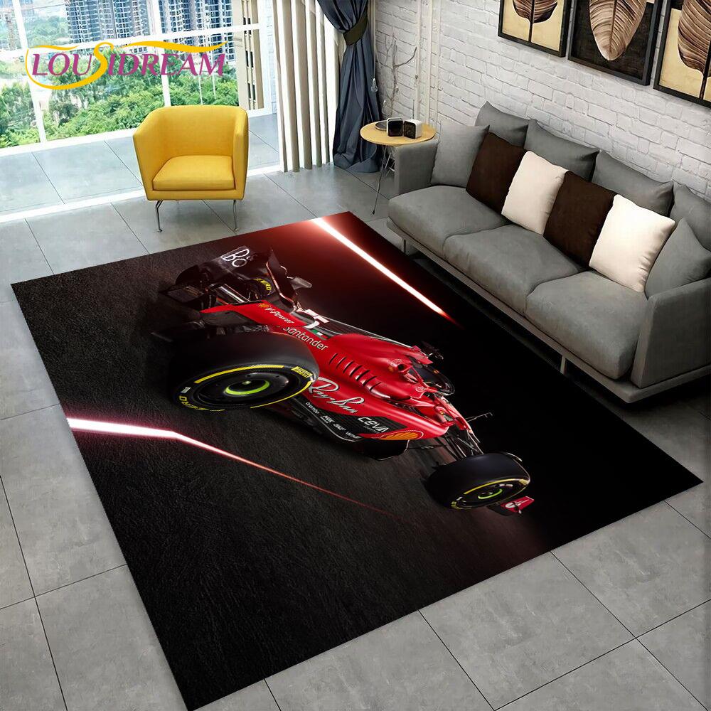 Rennfahrzeug Auto Rennfahrer Cartoon Teppich Teppich für Zuhause Wohnzimmer Schlafzimmer Sofa Fußmatte Dekoration, Kinder Spielbereich Teppich Rutschfeste Bodenmatte 70x100cm gray