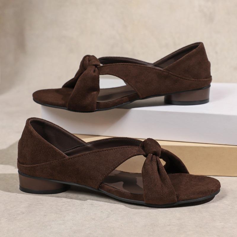 Mode 2025 Neue Damen Sandalen mit Absatz Sommer Freizeitschuhe Mode Elegant Wildleder Slipper Designer Klassisch Elegant Sandalias De Mujer 41 braun