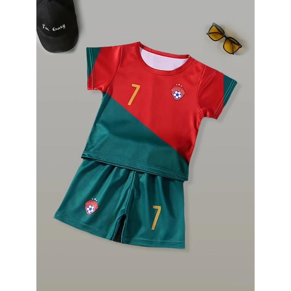 Kinder Set Lustig Bedrucktes Kinder T-Shirt und Shorts 2-teiliges Set Sommer Lässig Outdoor Jungen und Mädchen Outfit Kinderkleidung 120