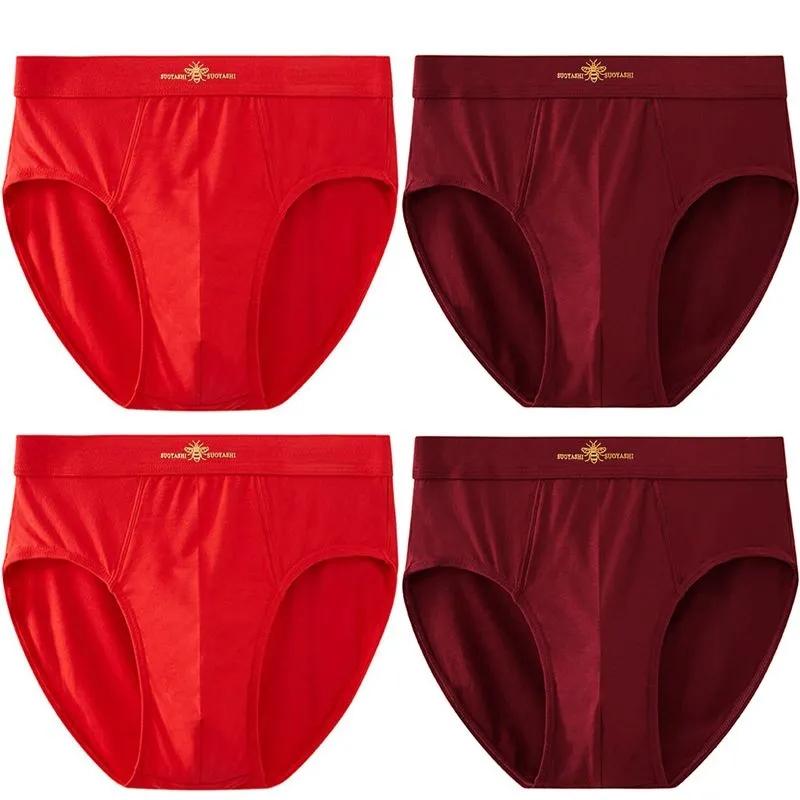 4-teilige Baumwoll-Slips für Herren, große, atmungsaktive, hautfreundliche Unterwäsche, Slips mit hoher Taille für Männer mittleren und älteren Alters 4XL