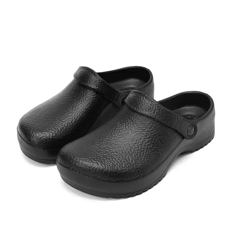 2025 Herren Rutschfeste Arbeitsschuhe Sommer Garten Pool Küche Arbeitsschuhe Strand Damen Ohne Absatz Große Größe Schwarze Gummi-Sandalen 38 schwarz