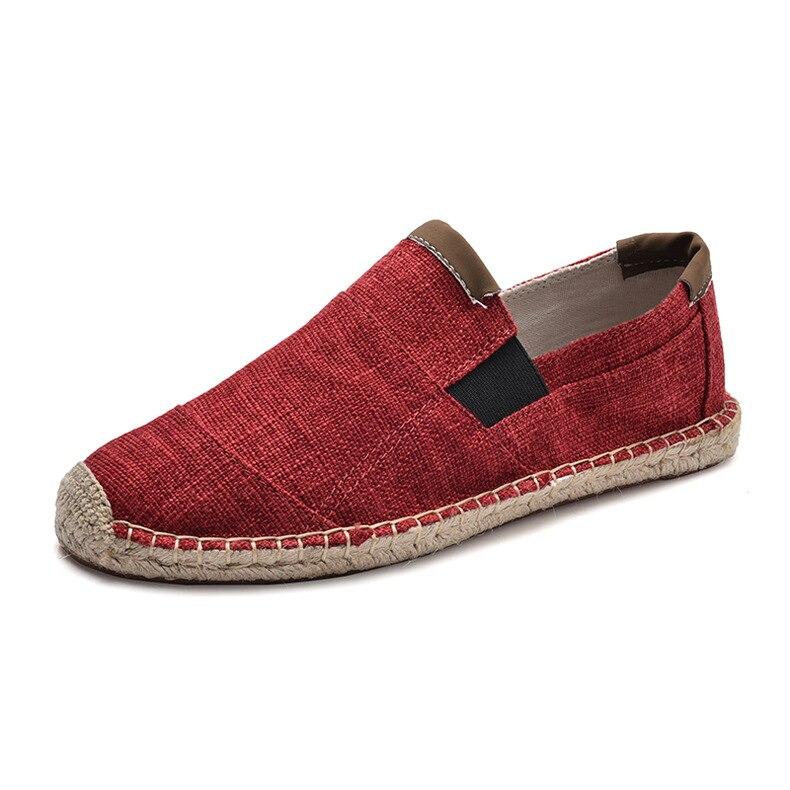 Herrenschuhe, lässig, atmungsaktiv, Segeltuchschuhe für Herren, chinesische Mode, weiche Slip-on-Espadrilles für Herren, Slipper 44 rot