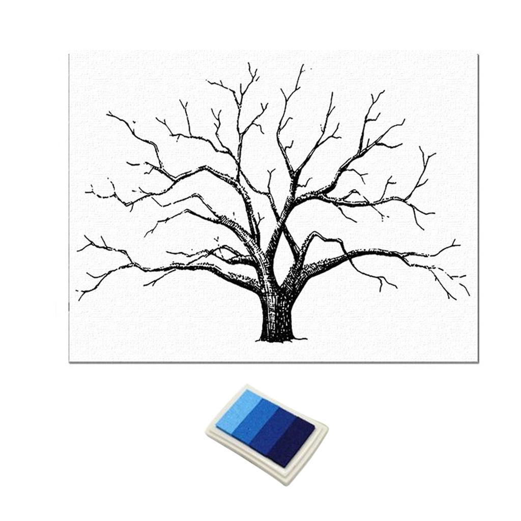 Hochzeit Fingerabdruck Baum Fingermalerei Hochzeit Gästebuch Grün 30x40cm blau