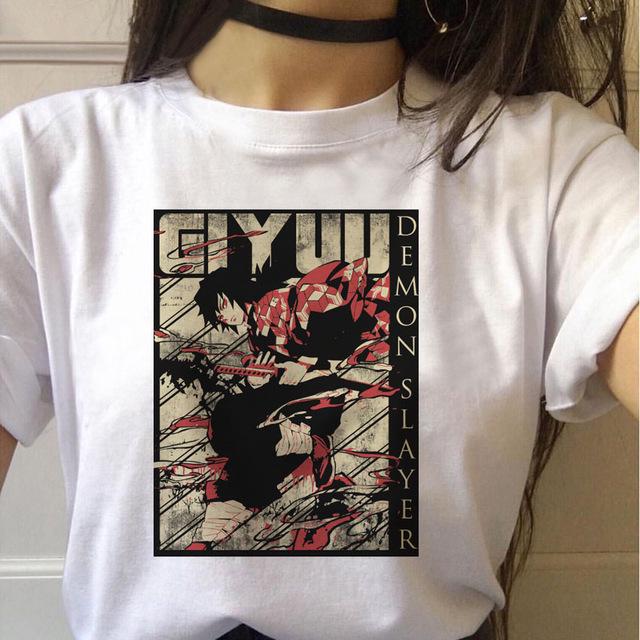 Damen tragen im Sommer kurze Ärmel, japanische Anime-Dämonen-Slayer-T-Shirts, grafische Top-T-Shirts, Streetwear M