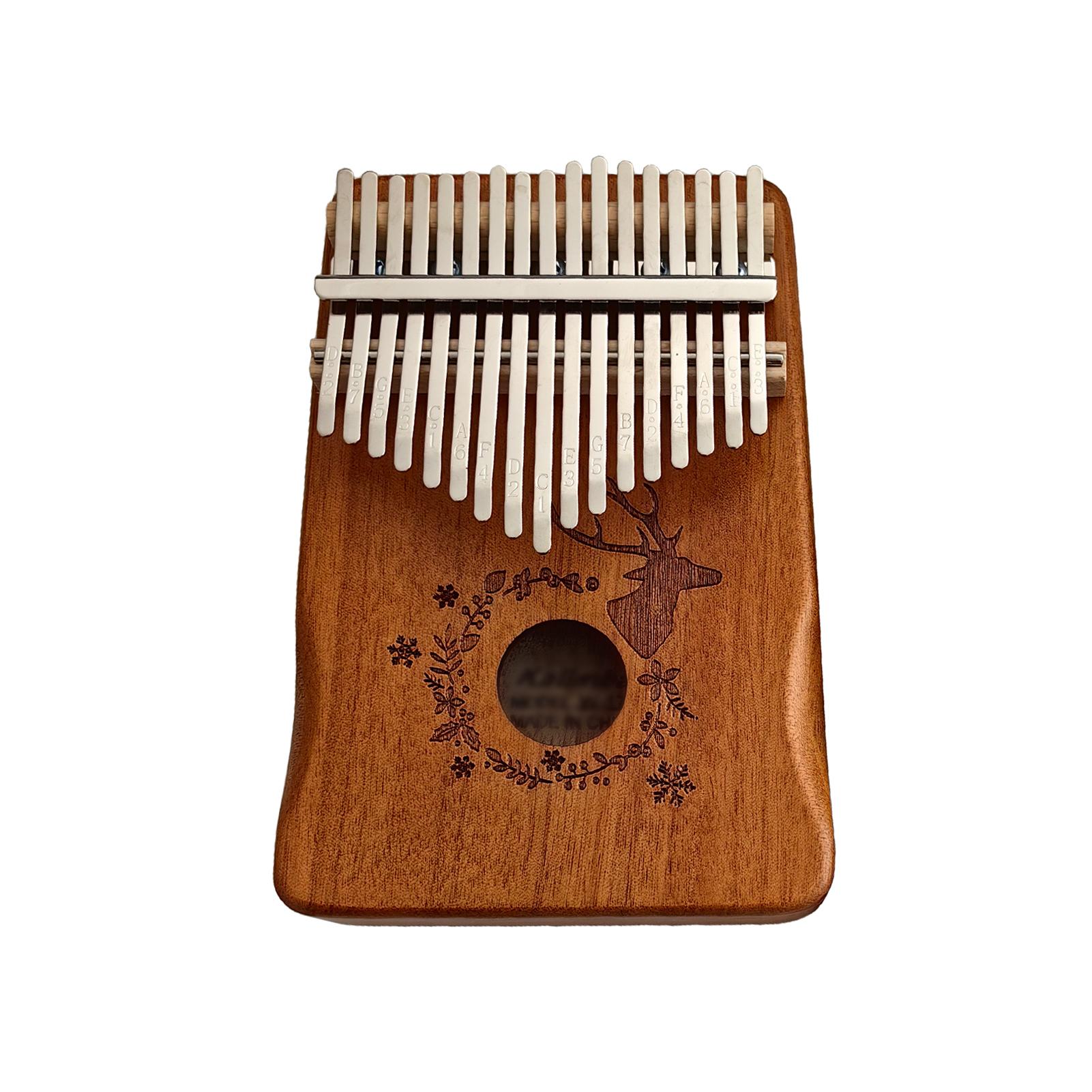17 tasten Daumen Klavier Hirsch Muster Tragbare Musikinstrument Pfirsichblüte Holz Daumen Klavier Musik antikbraun