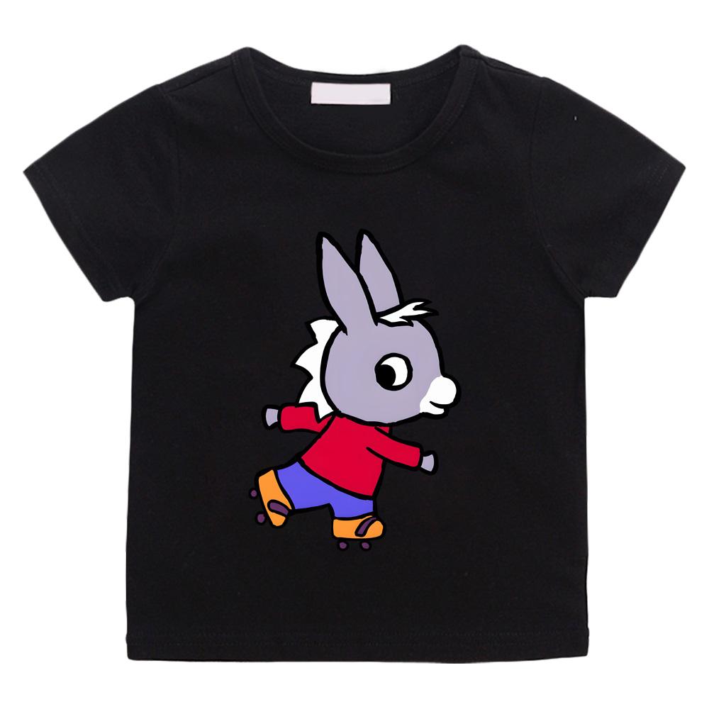 Anime-Aufdruck Lässige T-Shirts Lane Trotro Kinder Hochwertige Baumwoll-T-Shirts Jungen Mädchen Oberteile Kinder Intellektueller Spaß Cartoon-T-Shirts 100 schwarz