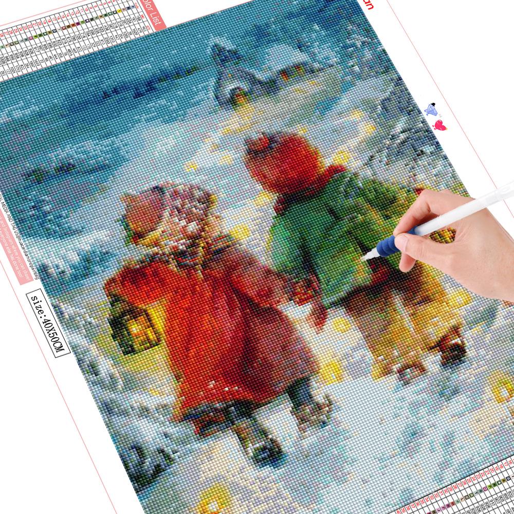 Diamant Stickerei Verkauf Kind 5D Diamant Malerei voller quadratischer Strass Diamant Kunst Weihnachtsdekoration 20X30CM