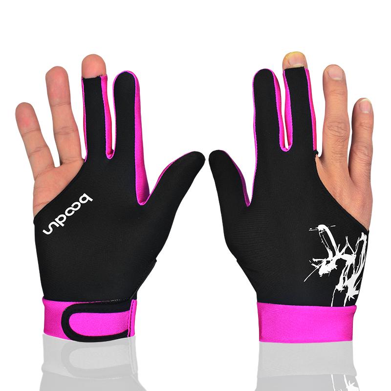 1 PC Billard Shooters 3 Finger Handschuhe 5 farben Billard Handschuhe Snooker Handschuhe Billard Zubehör M rosa