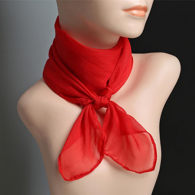 Einfarbiges Taschentuch, Halstücher, Damenmode, Halstuch, Chiffon, Haarbänder, Schal, 70 cm 70x70cm rot