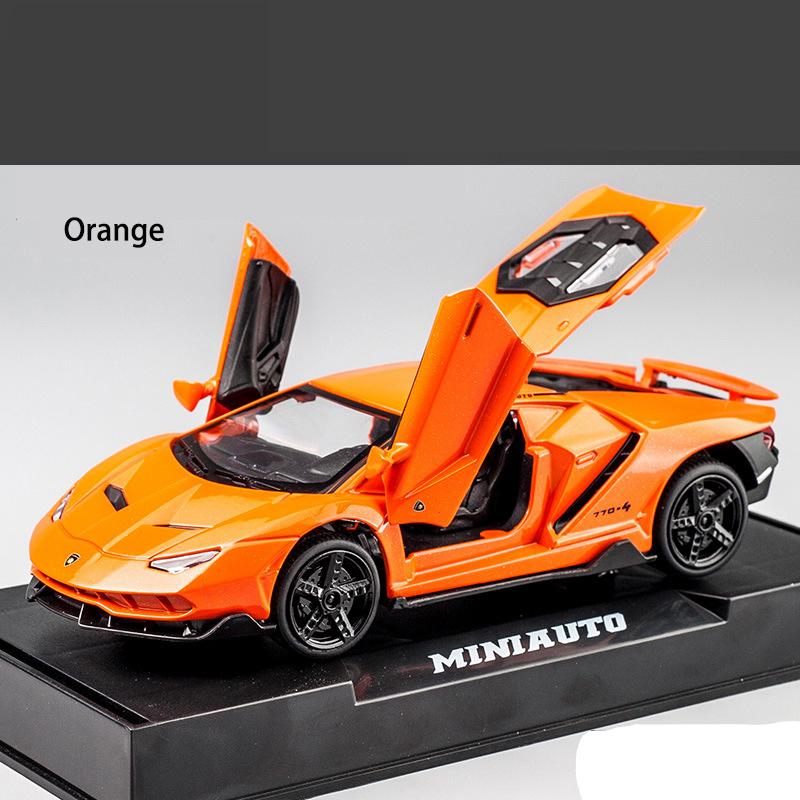 1:32 Lamborghini LP770 Automodell-Spielzeug, mit Ton und Licht, zurückziehbares Auto, Zinklegierung, Spielzeug für Kinder, Jungen, Mädchen, Geschenk 15.4*6.7*4cm orange