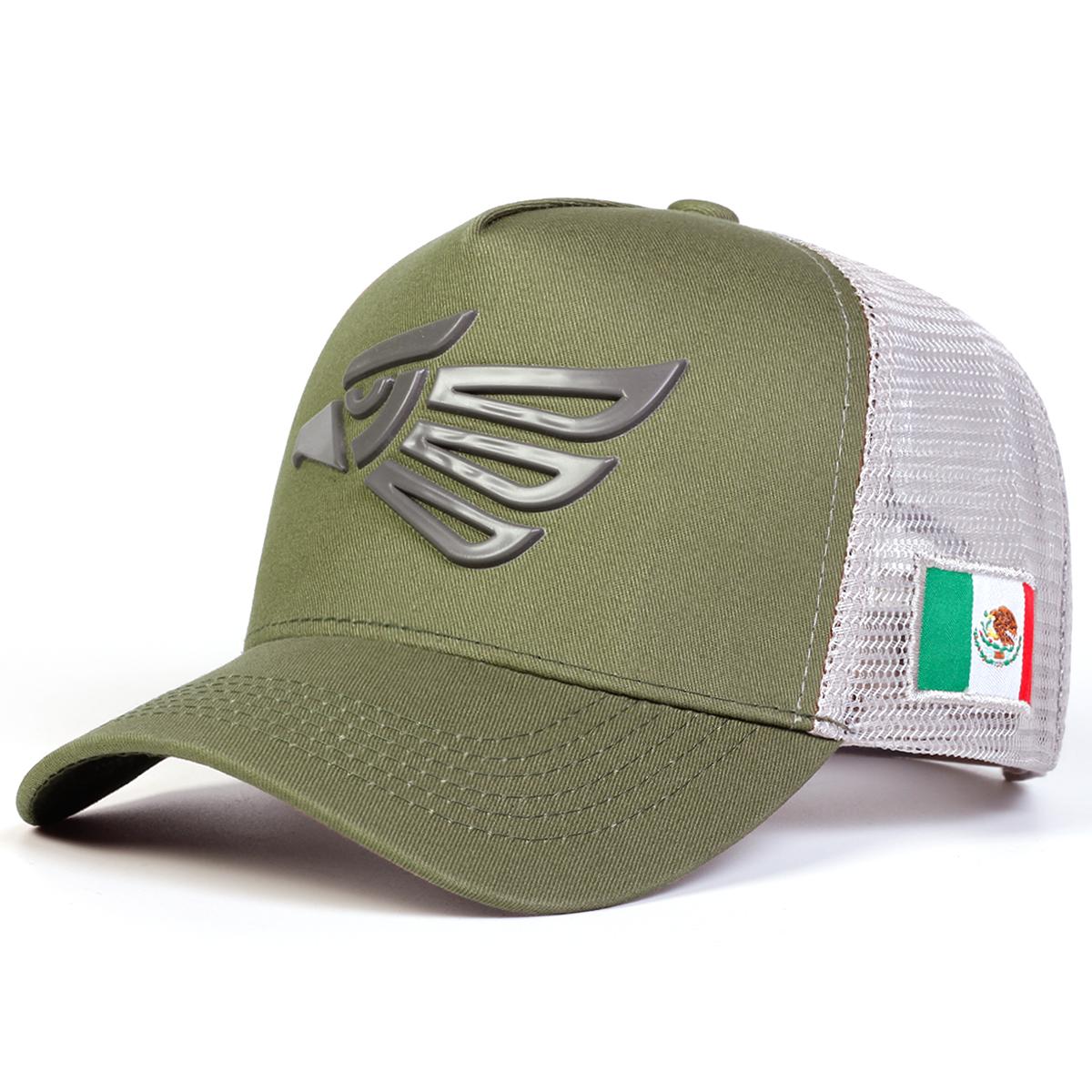Unisex Mexikanische Adler Dekoration Verstellbare Atmungsaktive Mesh Baseballkappe Hip Hop Caps Frühling Sommer Outdoor Sport Reise für Frauen Männer grau/grün