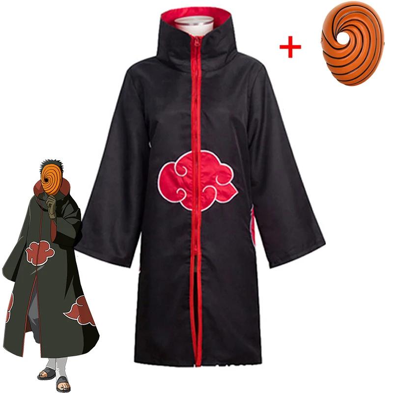 Naruto Tobi Obito Cosplay Kostüm Akatsuki Langarm Umhang Halloween Karneval Lustiges Erwachsenen Cosplay Kostüm as the picture-XXL