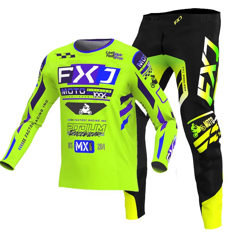 NEUES 2026 FXJ Enduro Motocross Trikot und Hose MX Ausrüstungsset Motorradbekleidung MTB Carracing Anzug Off Road Ausrüstung XXL - 38 grün