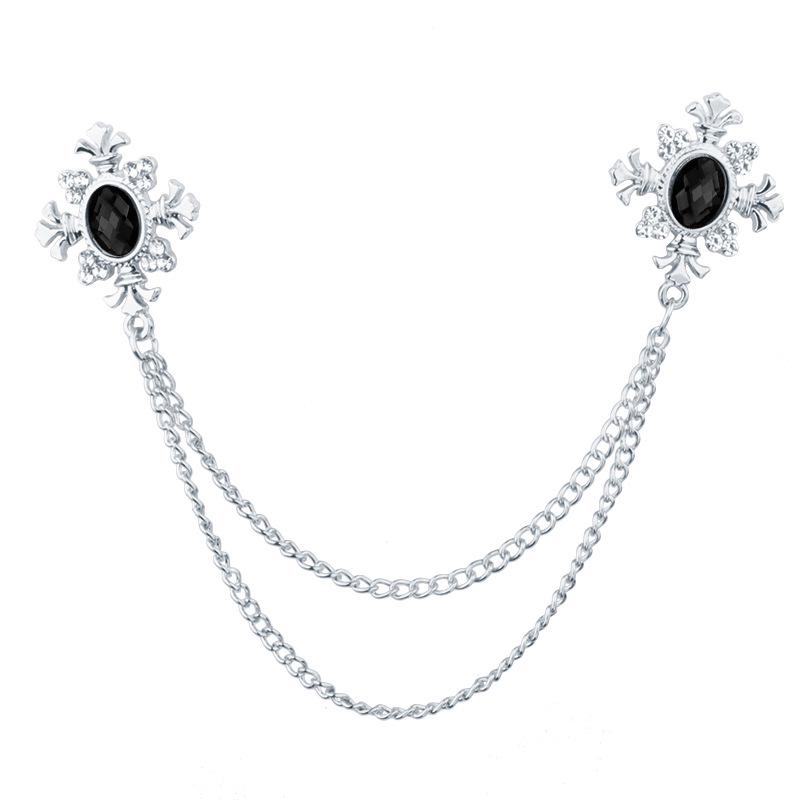 Mode Fransen Strass Kreuz Kragen Kette Herren Corsage Damen Hemd Kragen Zubehör Brosche Personalisierte Kragen Pin