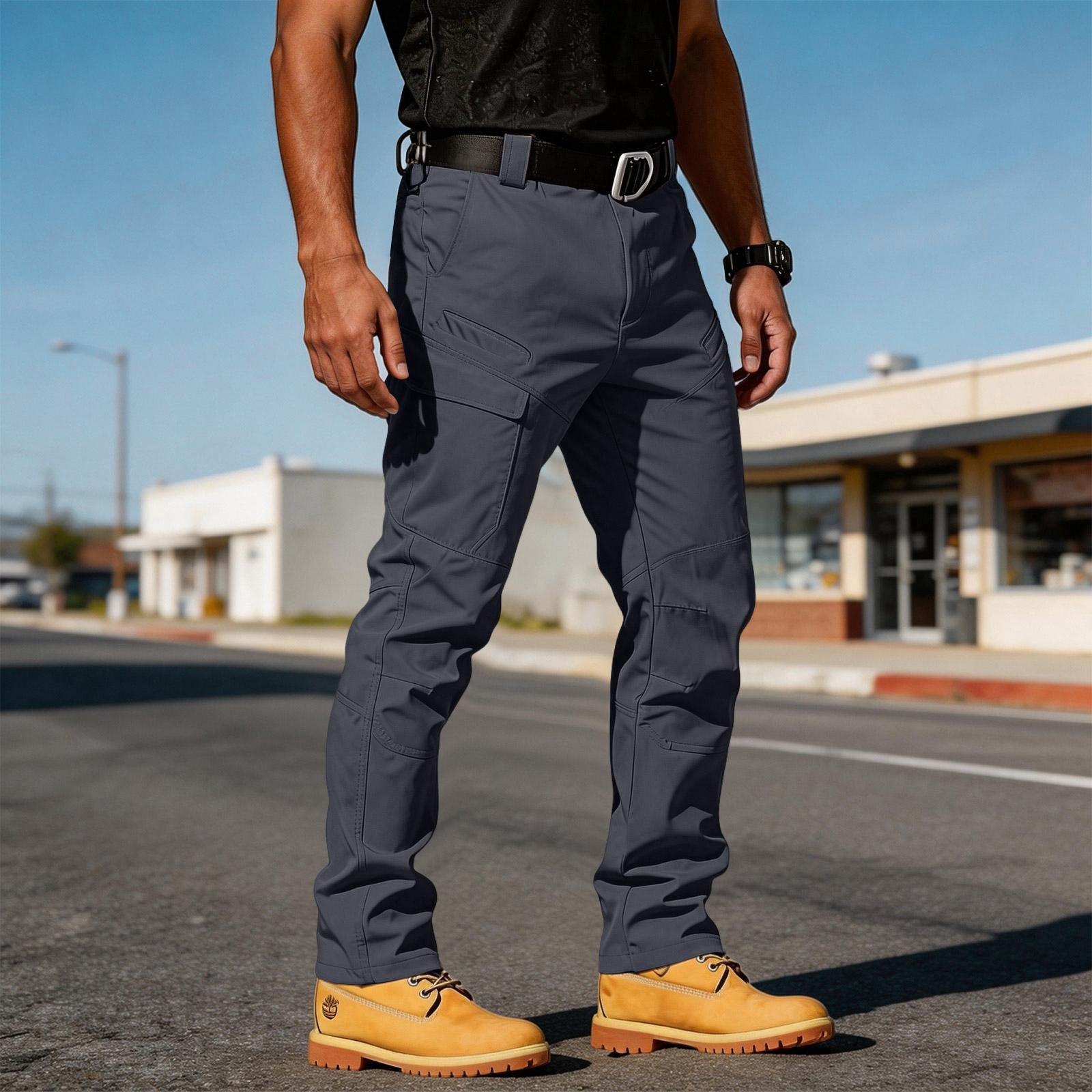 Herren Cargo-Hosen Hosen für Männer ArbeitsHosen für Männer WanderHosen Herren Strapazierfähiges Design mit mehreren Taschen L dunkelblau