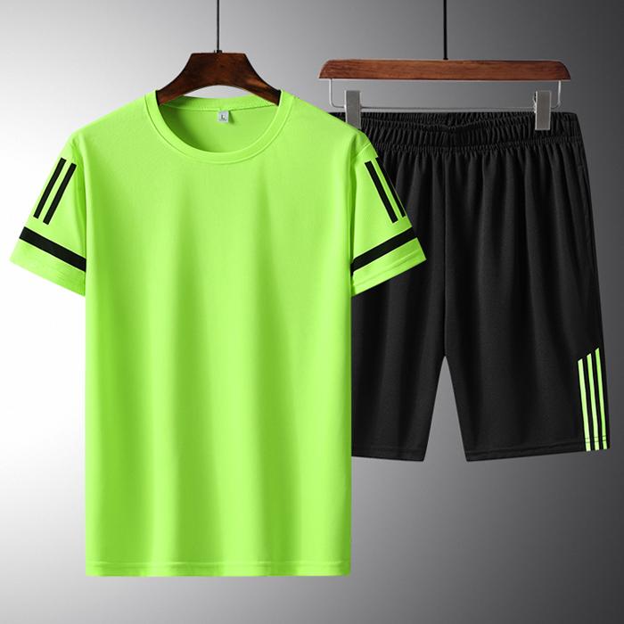 Schnelltrocknendes Set Eisseidenset Sport-Laufset für draußen Atmungsaktives Mesh-Set Zweiteiliges Set L