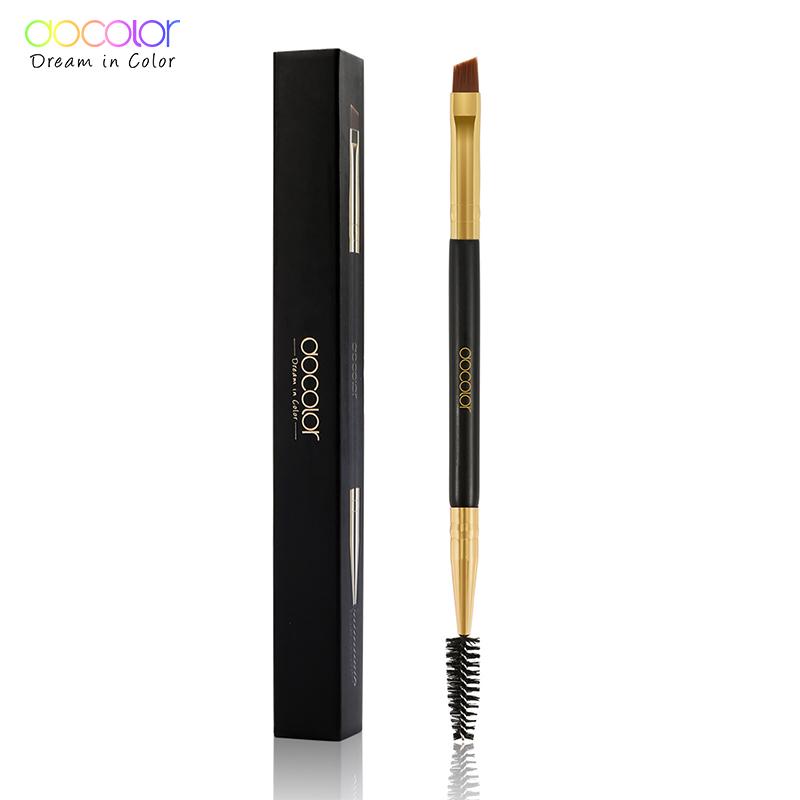 Docolor Wimpern-Augenbrauen-Pinsel, 2-in-1, professionelle doppelköpfige Augenbrauen-Wimpern-Make-up-Pinsel, abgewinkelter Augenbrauen-Make-up-Pinsel schwarz