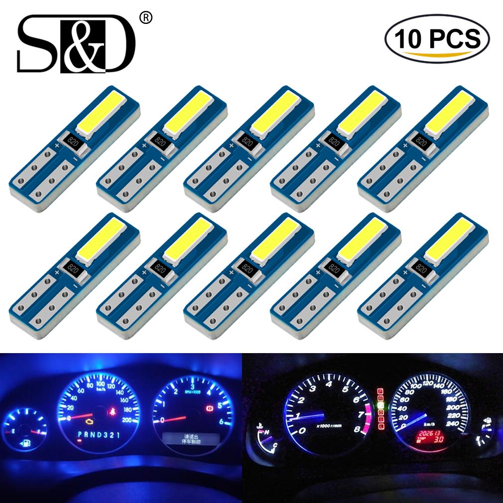 10 Stücke T5 Led-lampe W3W W1,2 W Led Canbus Auto Innenbeleuchtung Armaturenbrett Erwärmungsanzeige Keil Auto Instrument Lampe 7020 SMD Weiß blau rot gelb grün gelb