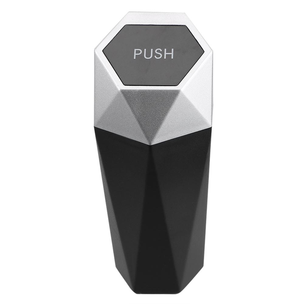 Tragbarer Auto-Mülleimer mit Deckel, Auto-Mülleimer, auslaufsicherer Auto-Mülleimer für Auto, Zuhause, Schlafzimmer, Büro, Mini-Mülltonne, Innenzubehör silber weiße