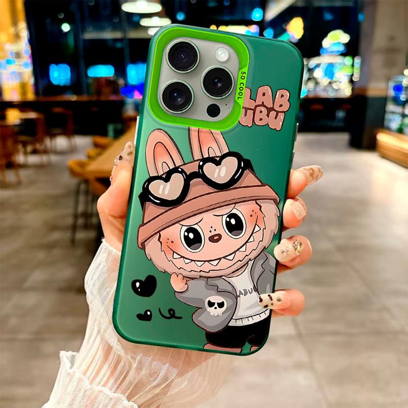 Labubus Cooler und Niedlicher Stil  Modehülle für iPhone 7 X 11 12 13 14 15 16 Serie, für Samsung Galaxy Serie A12 A23 A54 S21 S22 S23 S24 S25... iPhone 7Plus/8Plus grün