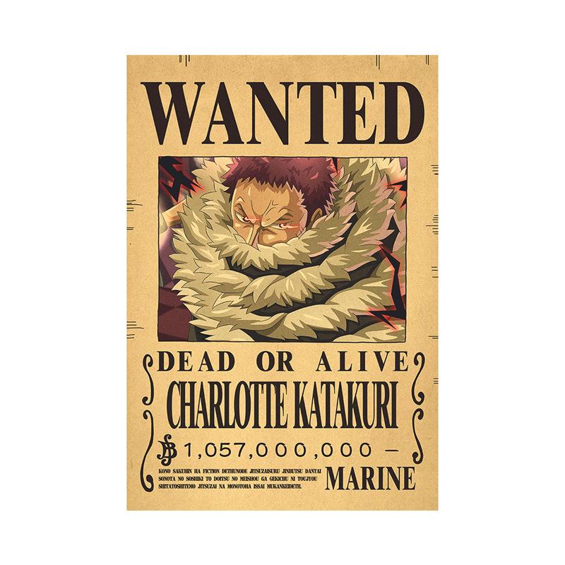 Anime One Piece Ruffy 3 Billion Bounty Wanted Poster Vier Kaiser Kid Actionfiguren Vintage Wanddekoration Poster Spielzeug Taku chestnut schwarz/braun