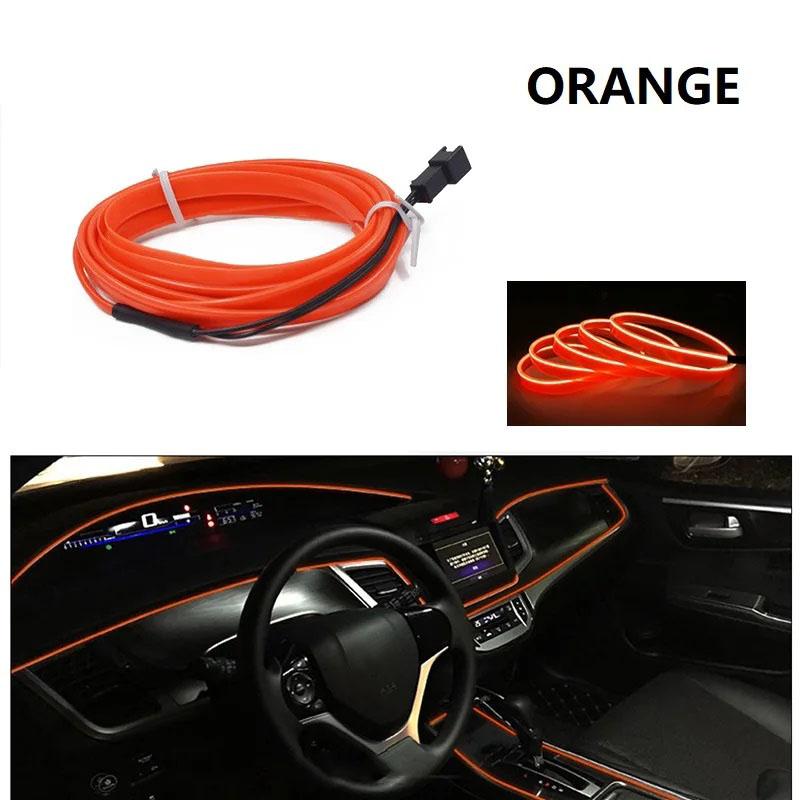 1M/2M/3M/4M/5M Auto-Innenbeleuchtung LED-Streifen Dekoration Girlande Drahtseil Schlauchleitung flexibles Neonlicht USB-Autosteckdosen-Laufwerk 5M Car Socket drive orange