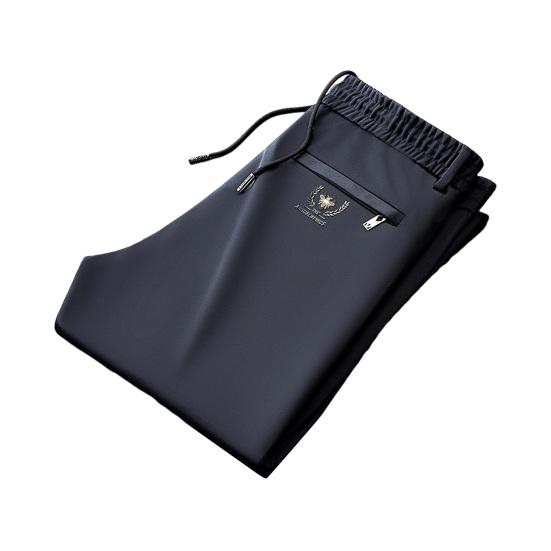 Herrenhose, lockere gerade Hose mit Kordelzug, elastischer Bund, 2 Seitentaschen, einfarbig, atmungsaktiv, weich, volle Länge, lässige Jogginghose, lange Hose für den Alltag L navy blau