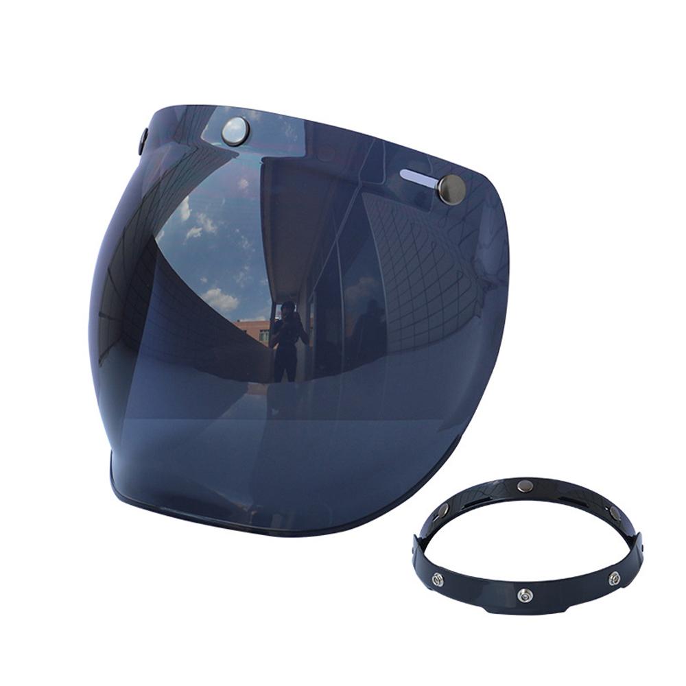 Helm-Blasenvisier, Motorradhelm-Windschutzscheibenlinse mit Klapphalterung für 3Snap-Open-Face-Helme dunkle braune