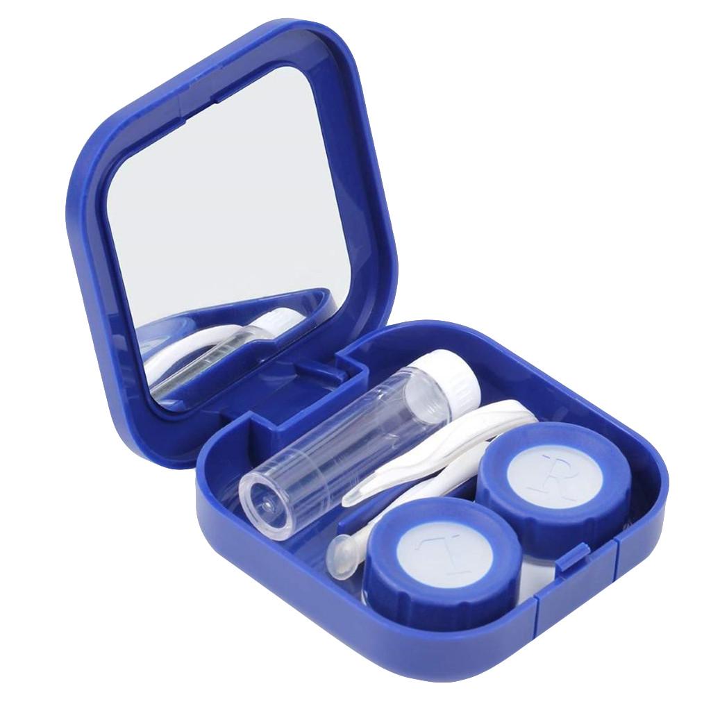 All-in-One-Kontaktlinsen-Set. Kontaktlinsenbehälter für Augenpflegeset-Halter blau