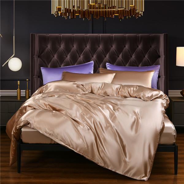 Sommer Seide Bettwäsche Bett Einfarbig Satin Bettwäsche Bett Seide Bettbezug Sets Home Textile 3PCS Bettwäsche Set 200X230CM 3PCS