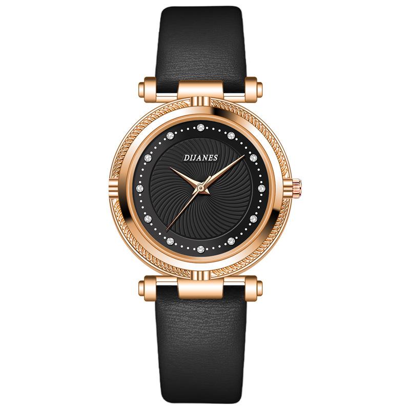 Mode frauen Uhr Einfache frauen Kristall Uhr Leder quarzuhr frauen casual uhr schwarz
