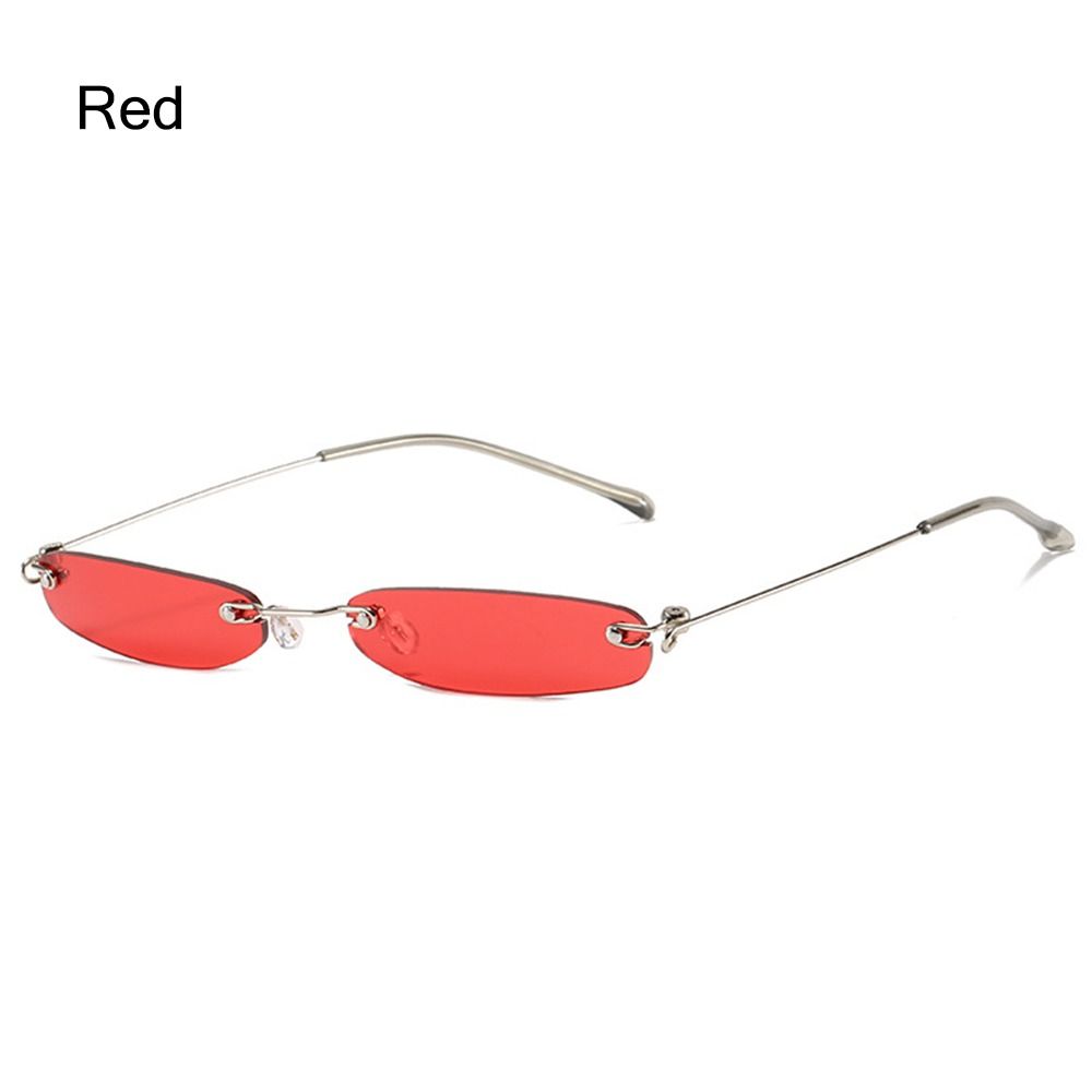 Schmale kleine Sonnenbrillen randlose Brillen Vintage Streetwear Accessoires für Damen & Herren Red