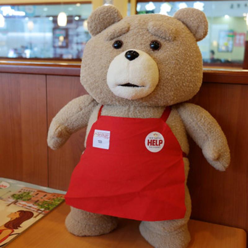 8 Stile Film-Teddybär Ted 2 Plüschtiere in Schürze Weiche Kuscheltiere Plüsch 45cm Ein Geburtstagsgeschenk für einen guten Freund 45CM violett