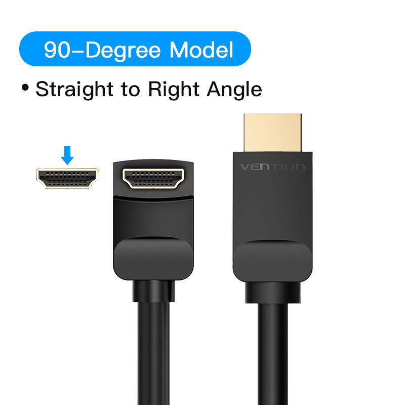 Vention HDMI-Kabel 4K HDMI 2.0-Kabel HDMI 90/270-Grad-Winkeladapter für Apple TV PS4 Splitter Video Audio 90-Grad-HDMI-Kabel 1m schwarz