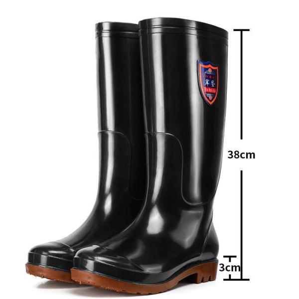 Hochwertige Unisex-Regenstiefel Hohe Kniehohe Gummistiefel Neopren-Innensohle Rutschfeste Gummi-Stofffütterung Großhandel Gummistiefel Erwachsene 38 schwarz