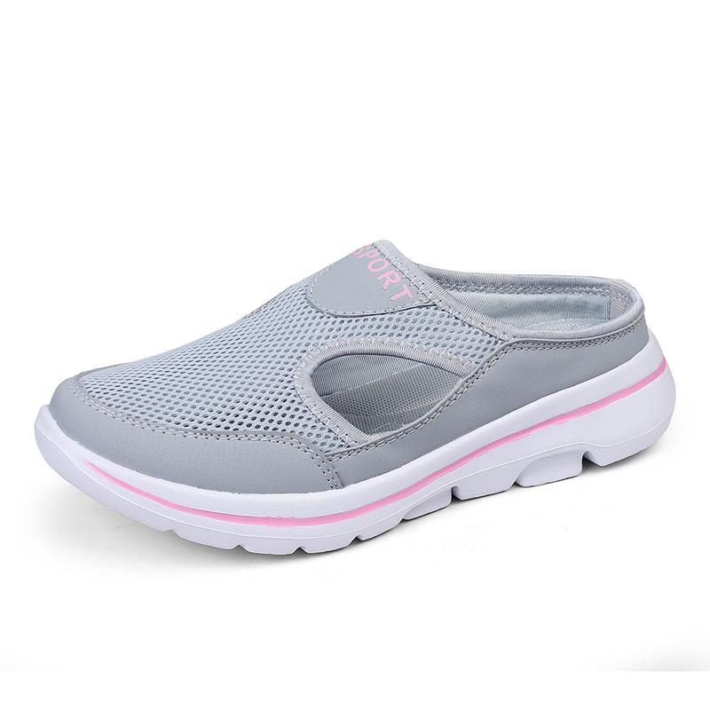 Sommer-Hausschuhe, Mesh-Oberfläche, atmungsaktiv, ultraleicht, bequem, für den Innen- und Außenbereich, große Hausschuhe für Herren, Outdoor-Hausschuhe für Damen 42 rosa/hellgrau