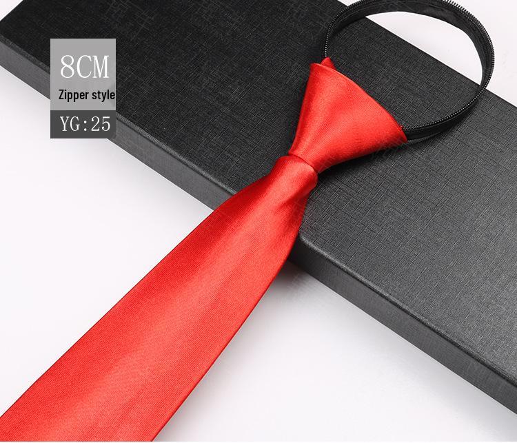 Herren Krawatte mit Easy-Pull Reißverschluss: Einfarbig, Professioneller Stil in Schwarz, Blau oder Rot