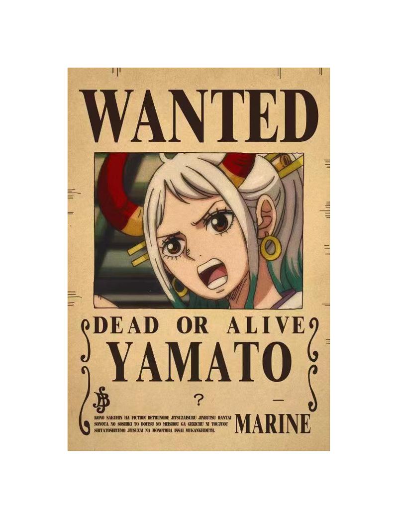 Anime One Piece Ruffy 3 Billion Bounty Wanted Poster Vier Kaiser Kid Actionfiguren Vintage Wanddekoration Poster Spielzeug Yamato braun/schwarz